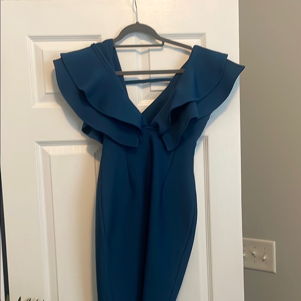 Elegant Blue Ruffle Dress